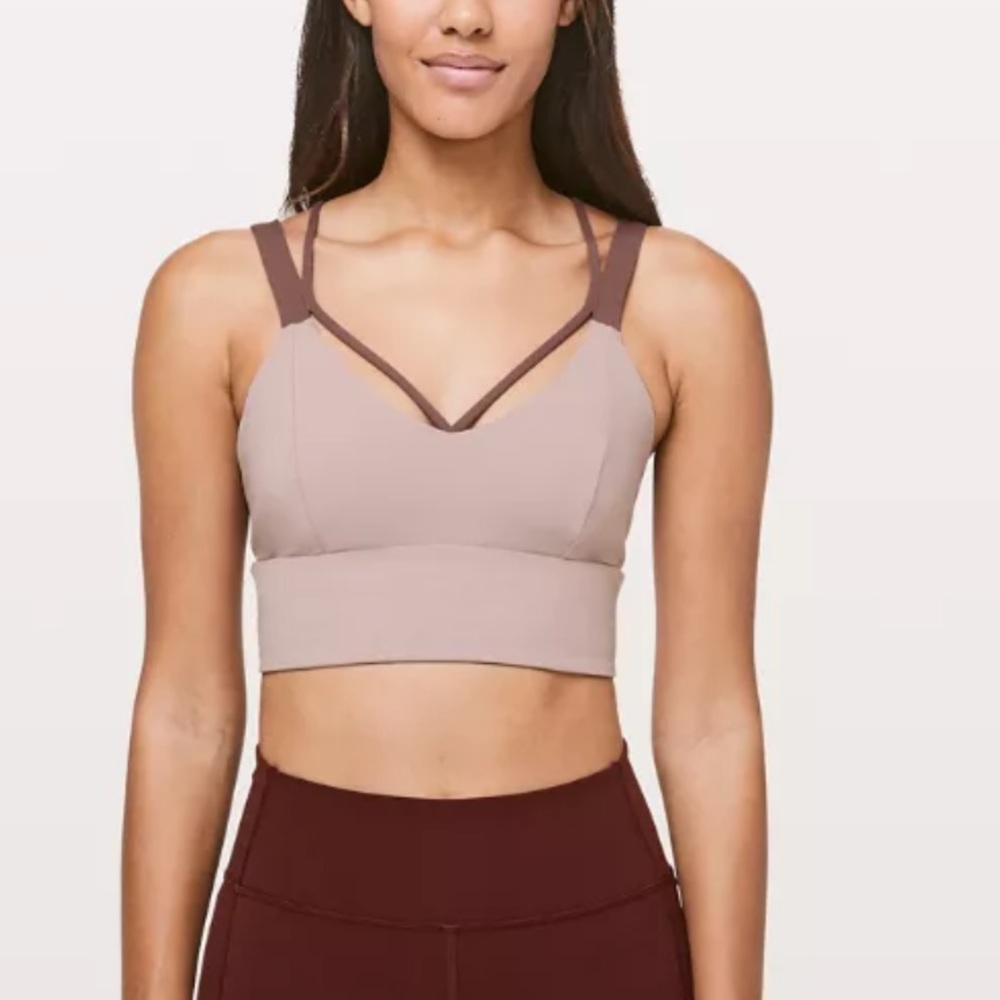 Lululemon Athletica Pushing Limits Long Line Strappy Mauve Sports Bra - 6 (M)